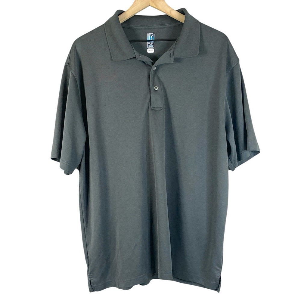 PGA Tour Men’s Dark Gray Airflux Short Sleeve Pullover Golf Polo Shirt Size XXL